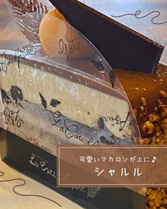 メゾンコートダジュールのマカロンがのったかわいいケーキ