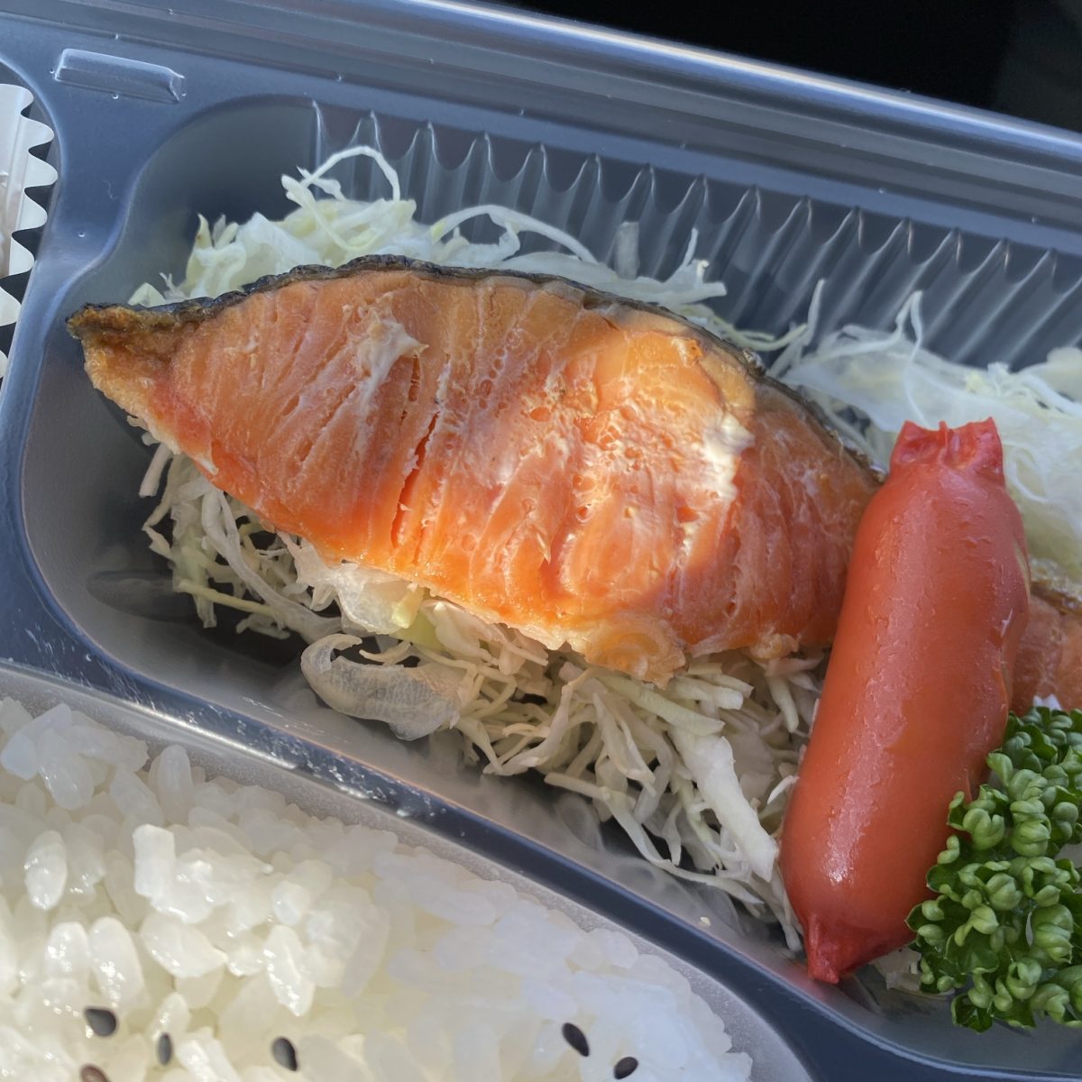 土浦市にあるおむすび処はなむすびの鮭弁当の鮭画像