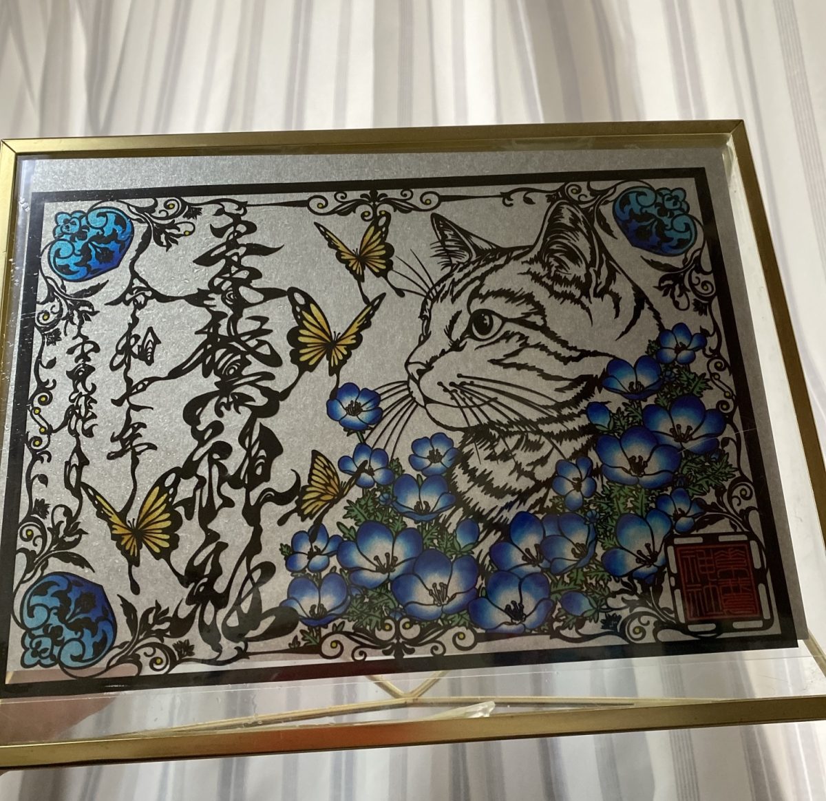 ねこの御朱印は額に飾ることにしました