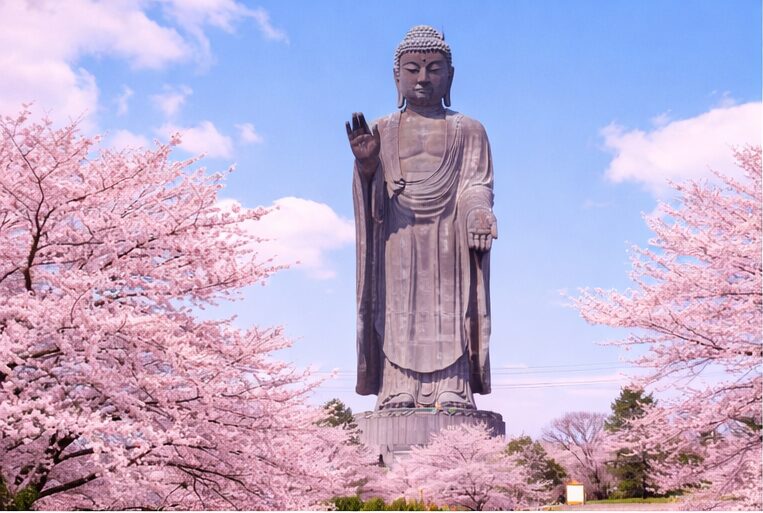 牛久大仏と桜コラボ